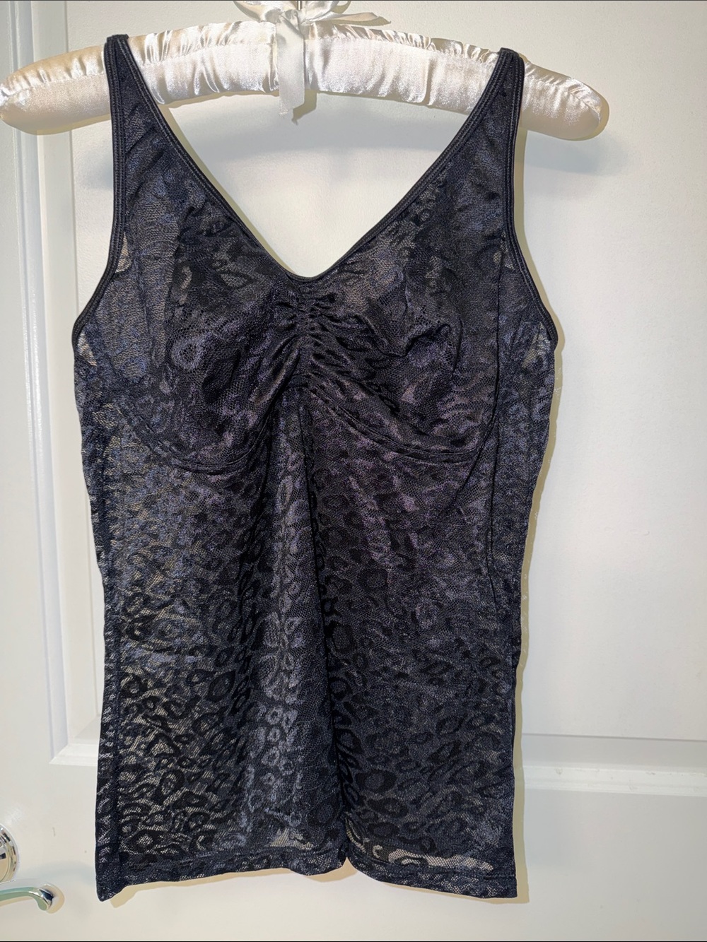 Ruby Ribbon Black Lace Animal-Print Cami - Size 38